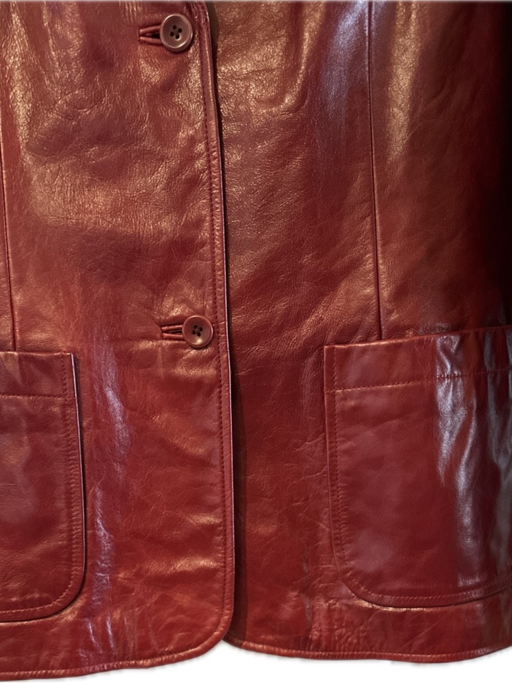 GAP Vintage Women's Burgundy Red Leather Blazer Jacket - Picture 2 of 4